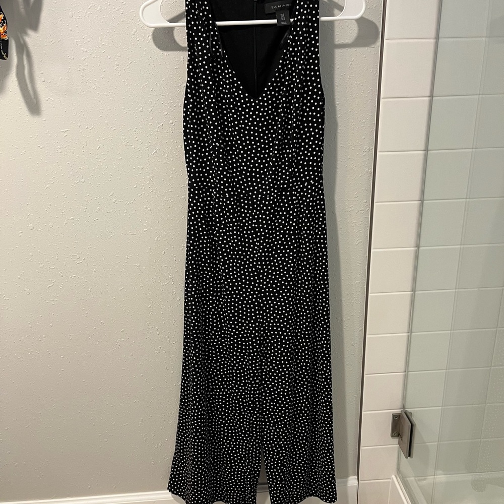 Tahari Black & White Polka Dot Jumpsuit Size 0